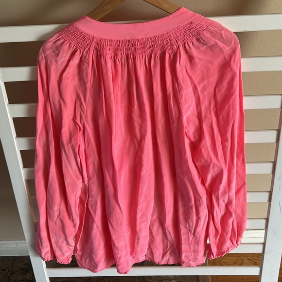 Lilly Pulitzer Elsa Silk Pink Top Long Sleeve Size Large - Picture 6 of 11